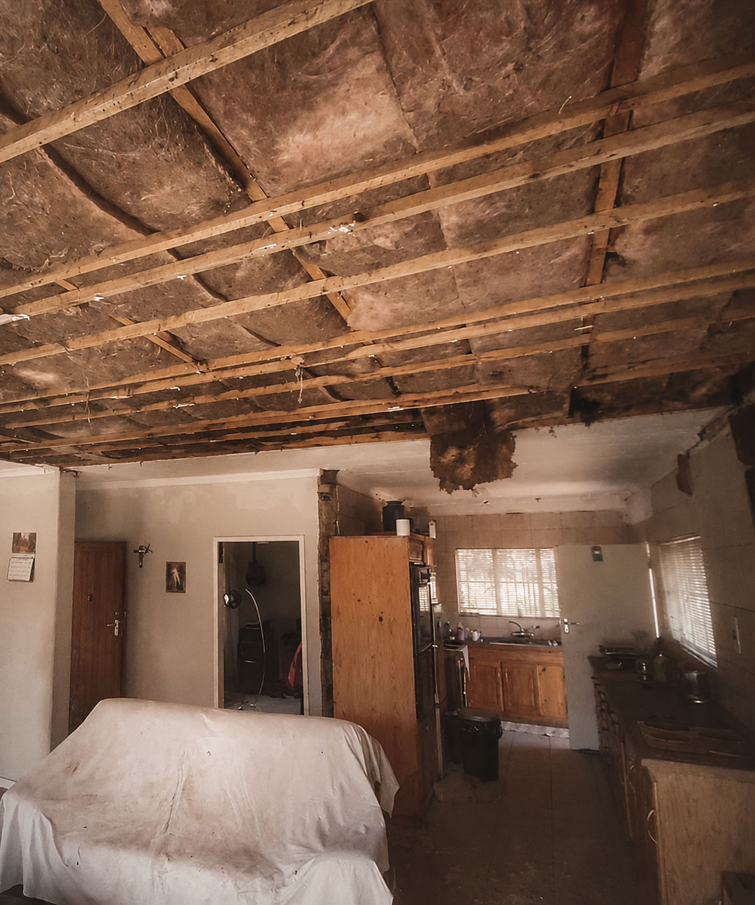 Early renovation work inside the couple’s first home in Benoni, South Africa