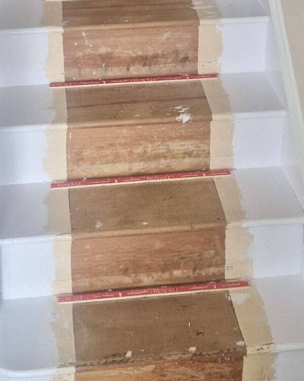 Wooden carpet gripper rods used for fitting a stair runner